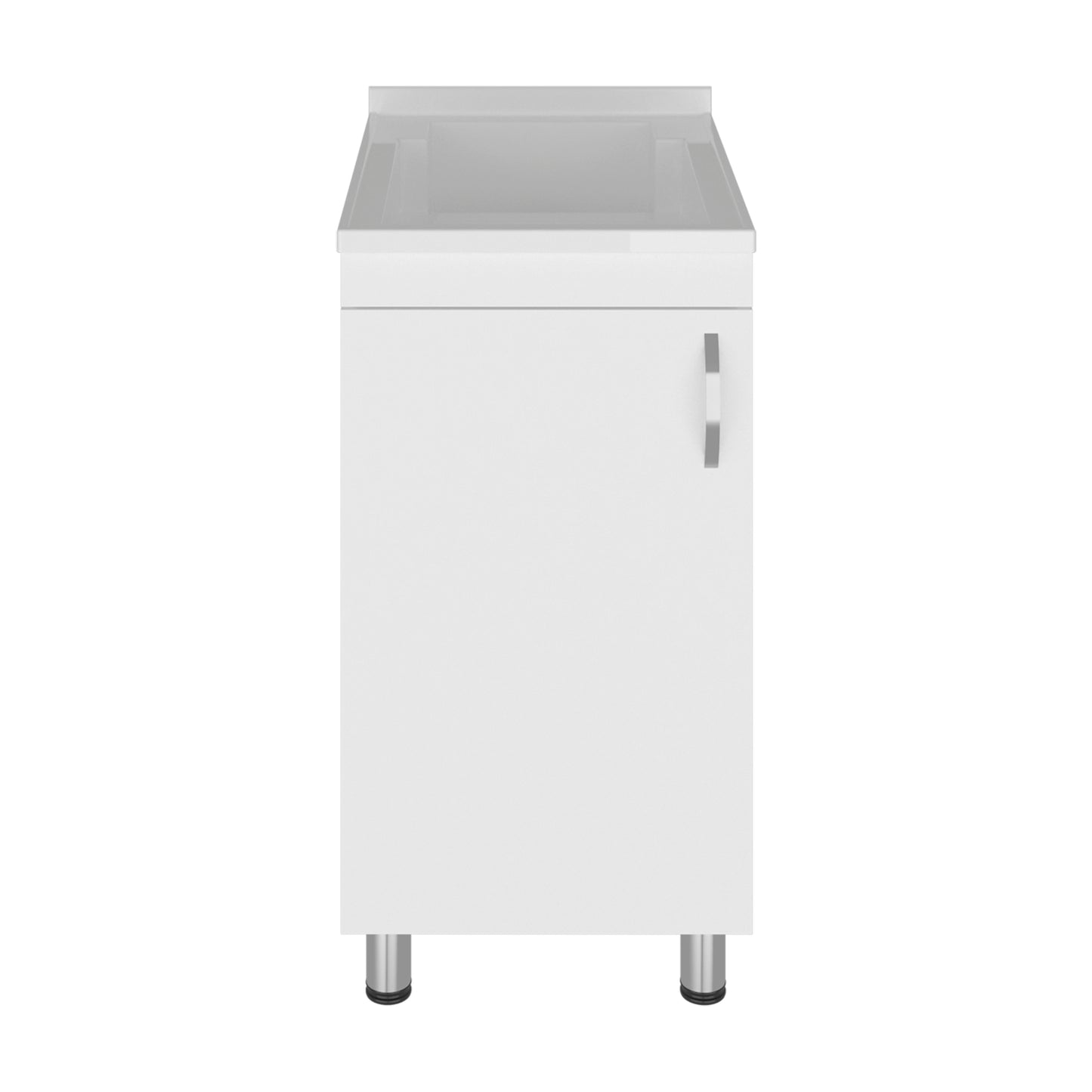 White Compact Utility Sink Cabinet - Laundry Room Storage for Dining Room