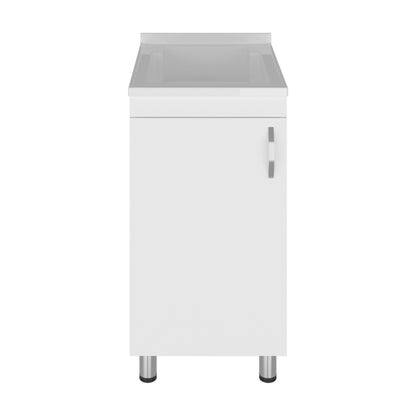 White Compact Utility Sink Cabinet - Laundry Room Storage for Dining Room