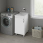 Slee Compact Utility Sink Cabinet with Storage and Metal Legs for Laundry Room, White