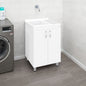 Demolotion Utility Sink Cabinet with Dual Compartments and Storage, Modern Design, White