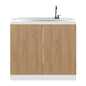 Extremo Kitchen Storage Cabinet with 2 Doors and 3 Shelves, WHITE AND NATURAL OAK