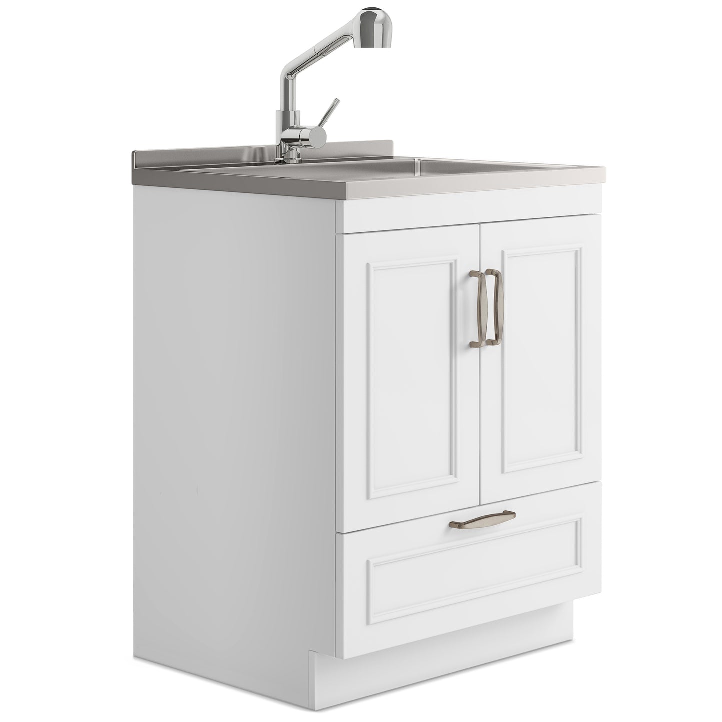 Cardinal - 28" Laundry Cabinet with Faucet and Stainless Steel Sink - White