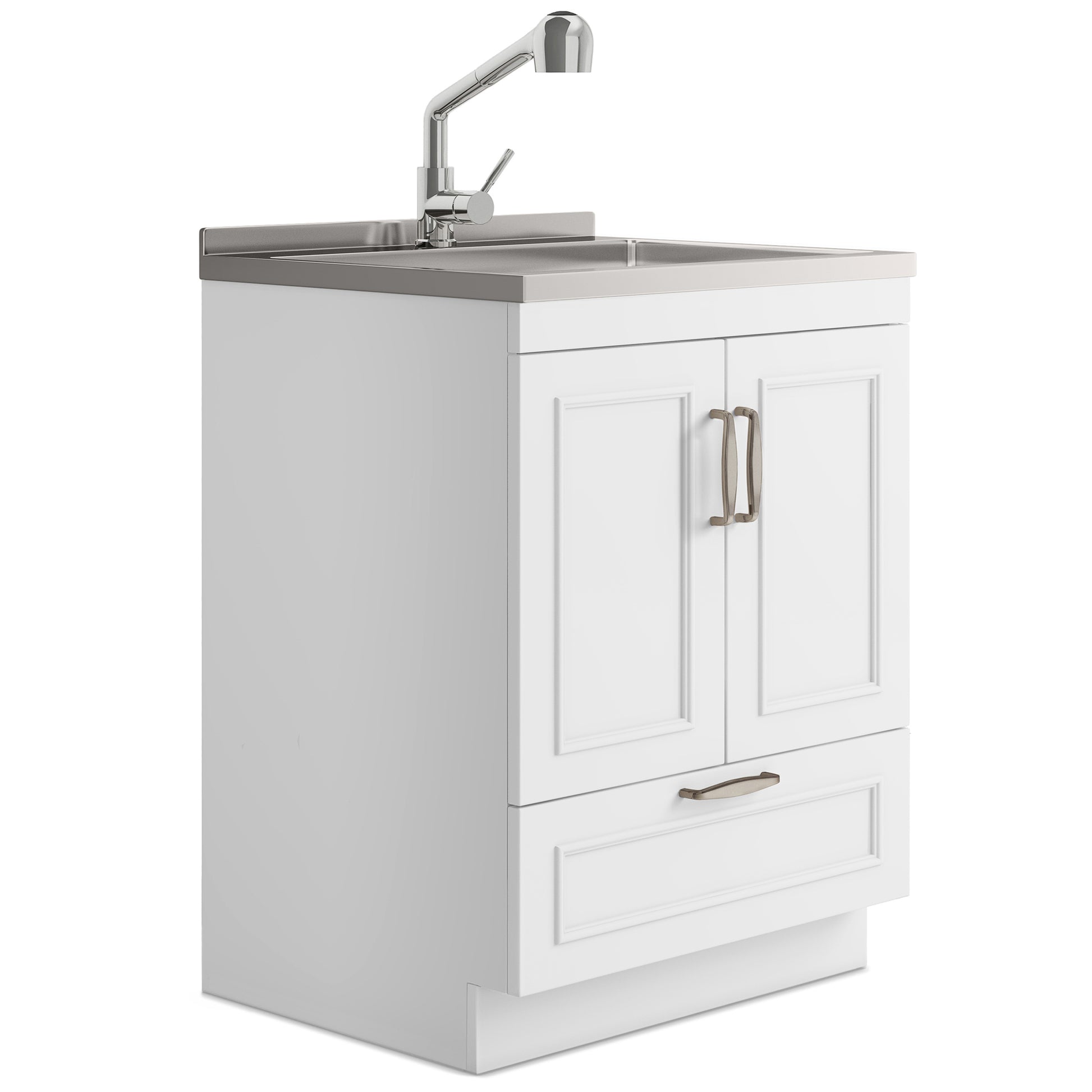 Cardinal - 28" Laundry Cabinet with Faucet and Stainless Steel Sink - White