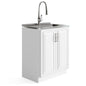 Darwin - Deluxe 28" Laundry Cabinet with Pull-out Faucet and Stainless Steel Sink - Pure White