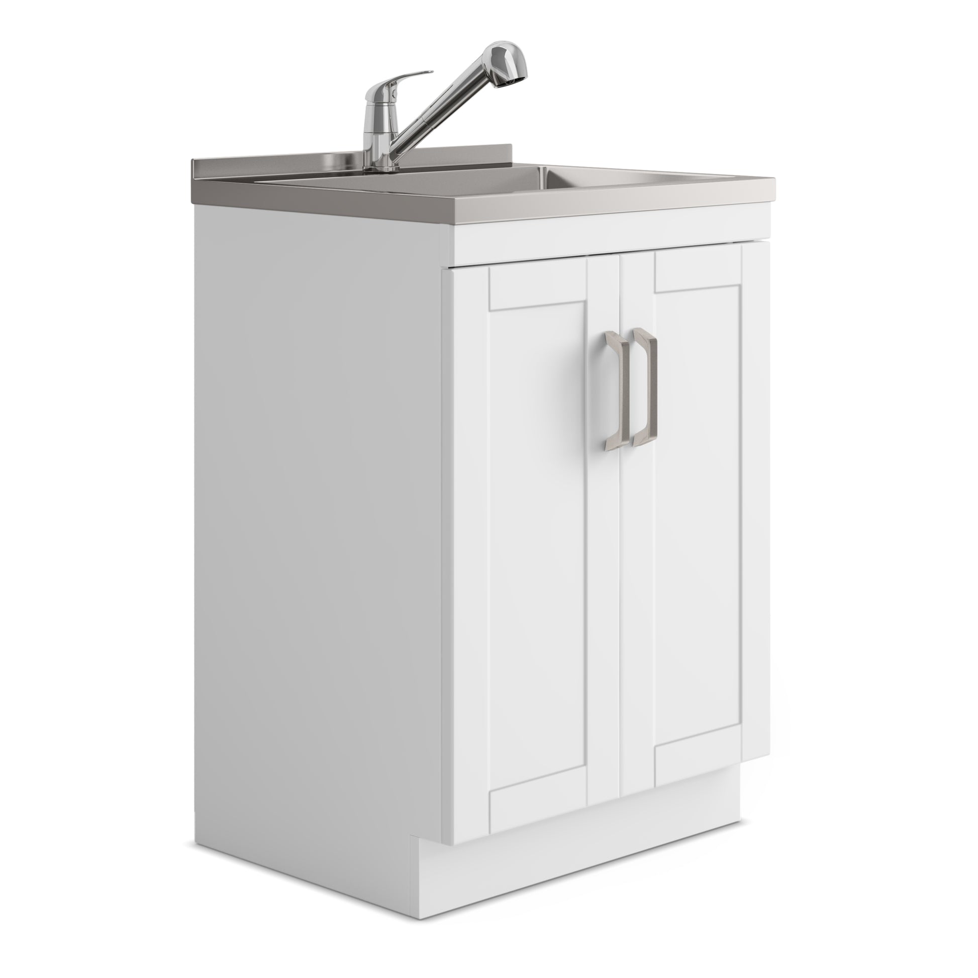Kyle - 24" Laundry Cabinet with Faucet and Stainless Steel Sink - White