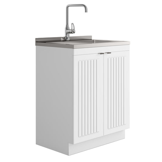 Murphy - 28" Laundry Cabinet with Faucet and Stainless Steel Sink - White