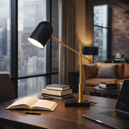High Quality Hotel European Modern Bed Side nightstand Decorative Led Table/desk Lamp, Lumora Table Lamp - Black outer - White inner 110~120V