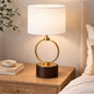 Bedroom Table Lamp Nordic Home Creative Romantic Warm Metal Study Room Desk Bedside Lamp, Grid Metal Circular Table Lamp 110V