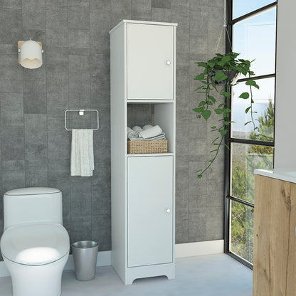 Ibis Linen Cabinet, Double Doors, Four Interior  Shelves, Two Cabinets  -White