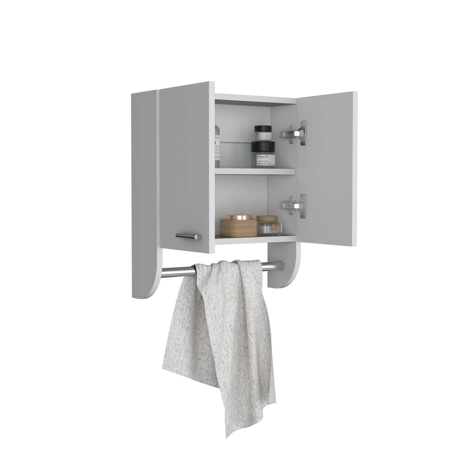 White Bathroom Medicine Cabinet - Wall Mounted Storage
