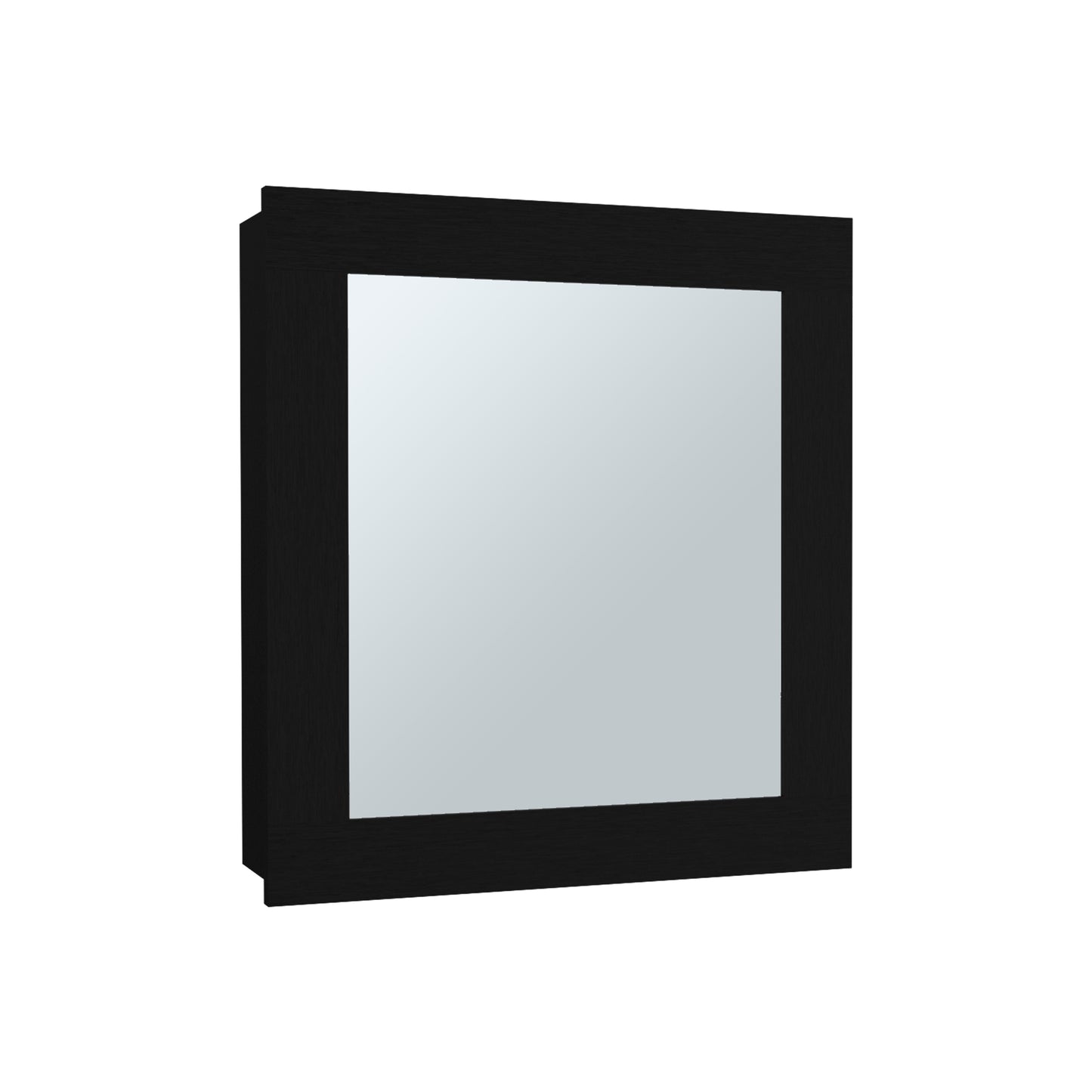 Modern Black Bathroom Cabinet with Mirror and Dual Shelves