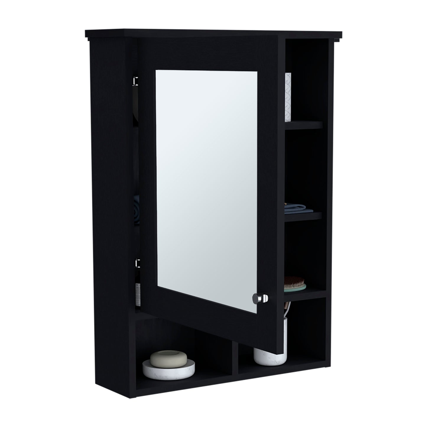 Vina Medicine Cabinet - Black, Wall Mounted Storage
