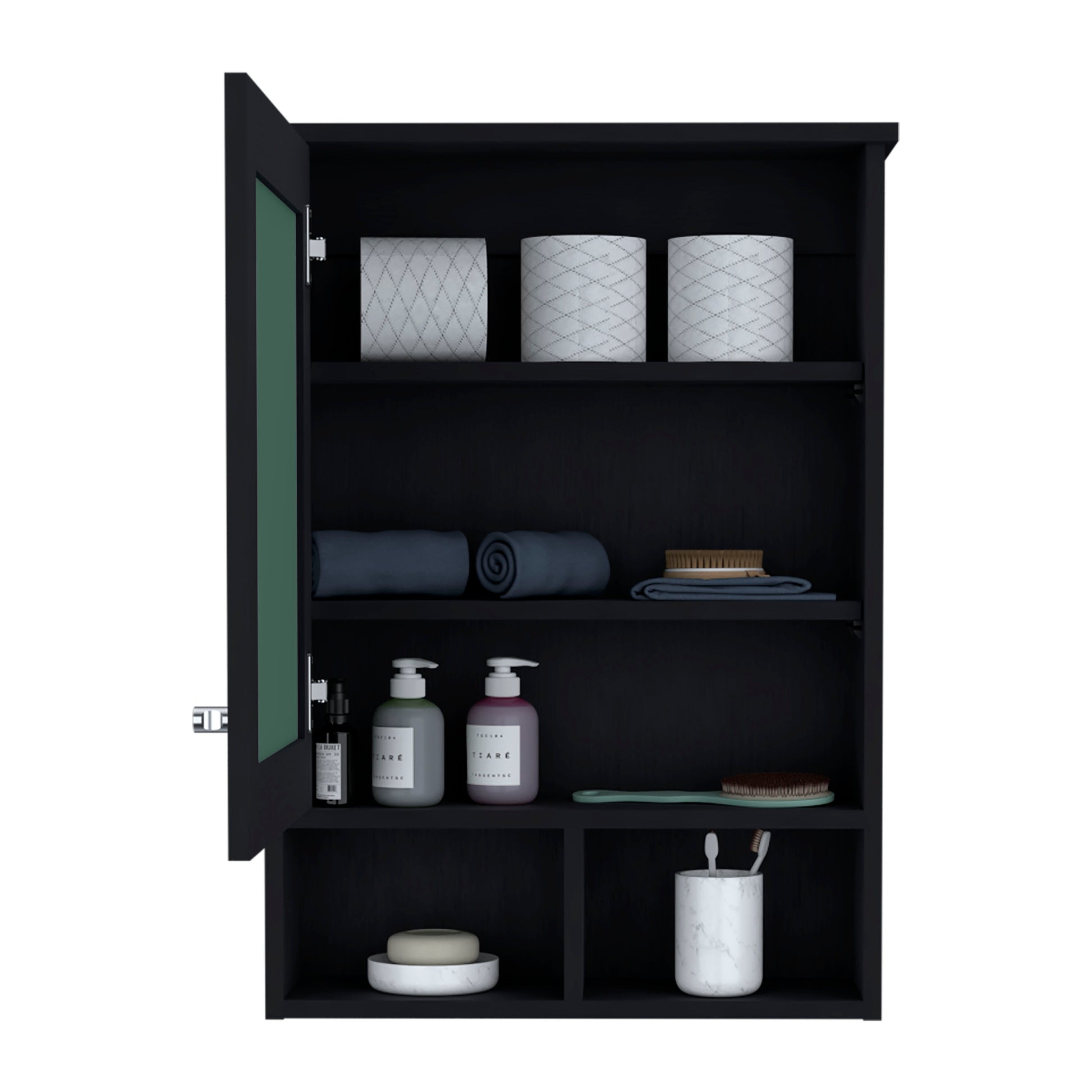 Vina Medicine Cabinet - Black, Wall Mounted Storage