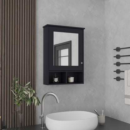Vina Medicine Cabinet with Mirror Door 29" High Cabinet Organizer with Three concealed Shelves and Two Open shelves  for Bathroom, Kitchen, Mudroom