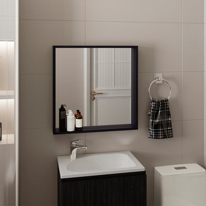 Dakota Medicine Cabinet with Mirror and Storage, Wall-Mounted Mordern Bathroom Organizer, Black