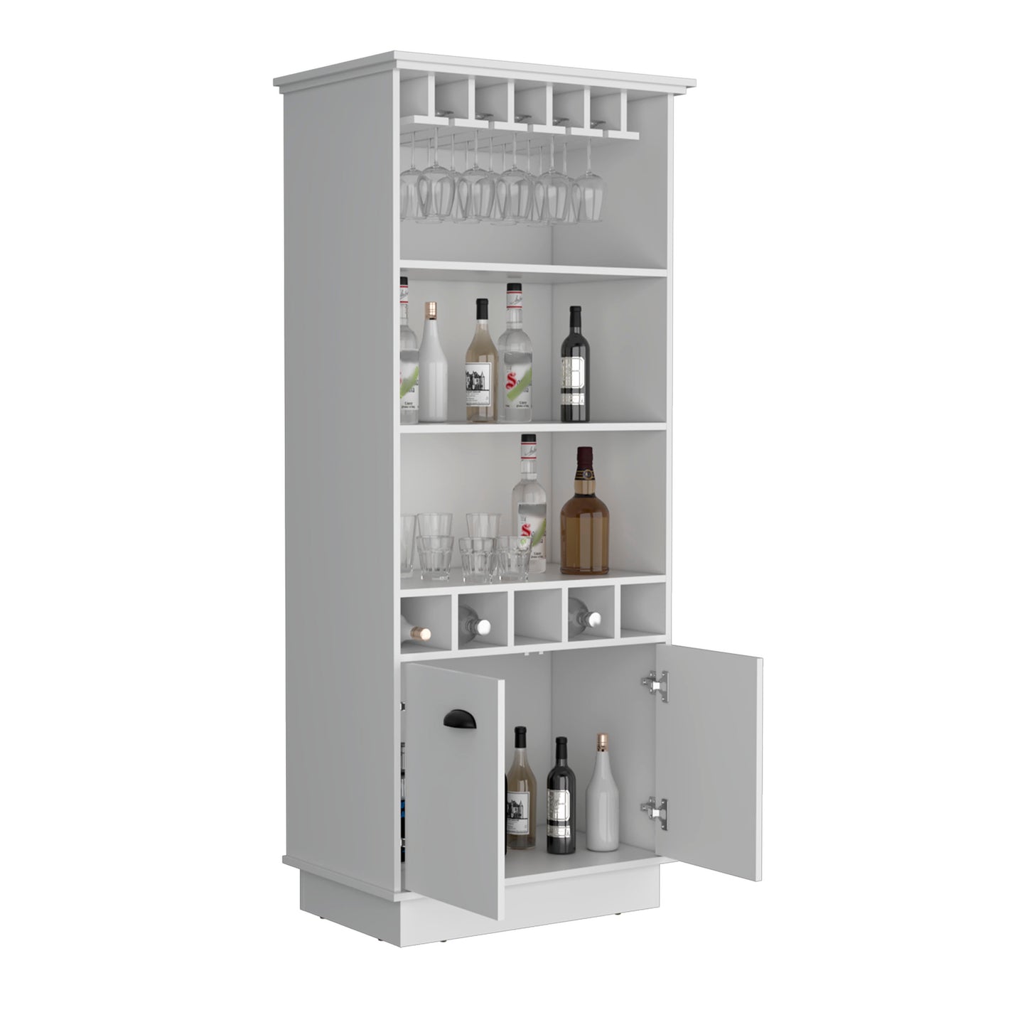 Dundee 70-Inch Wine Cabinet - White Particle Board Storage