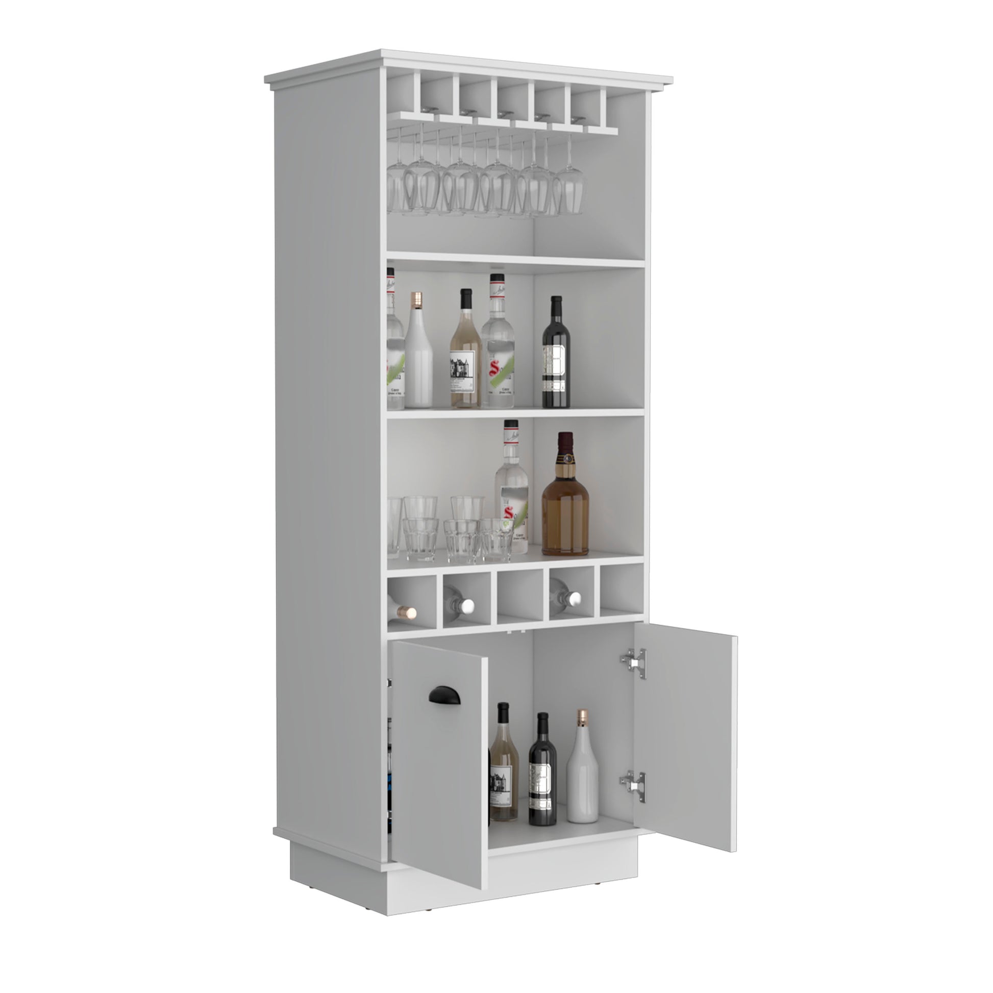 Dundee 70-Inch Wine Cabinet - White Particle Board Storage