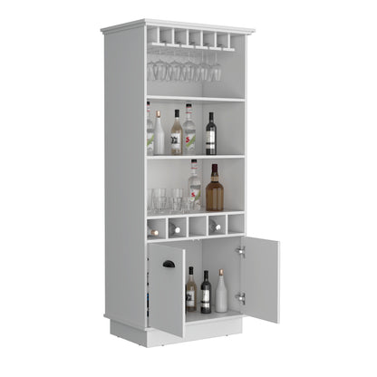 Dundee 70-Inch Wine Cabinet - White Particle Board Storage
