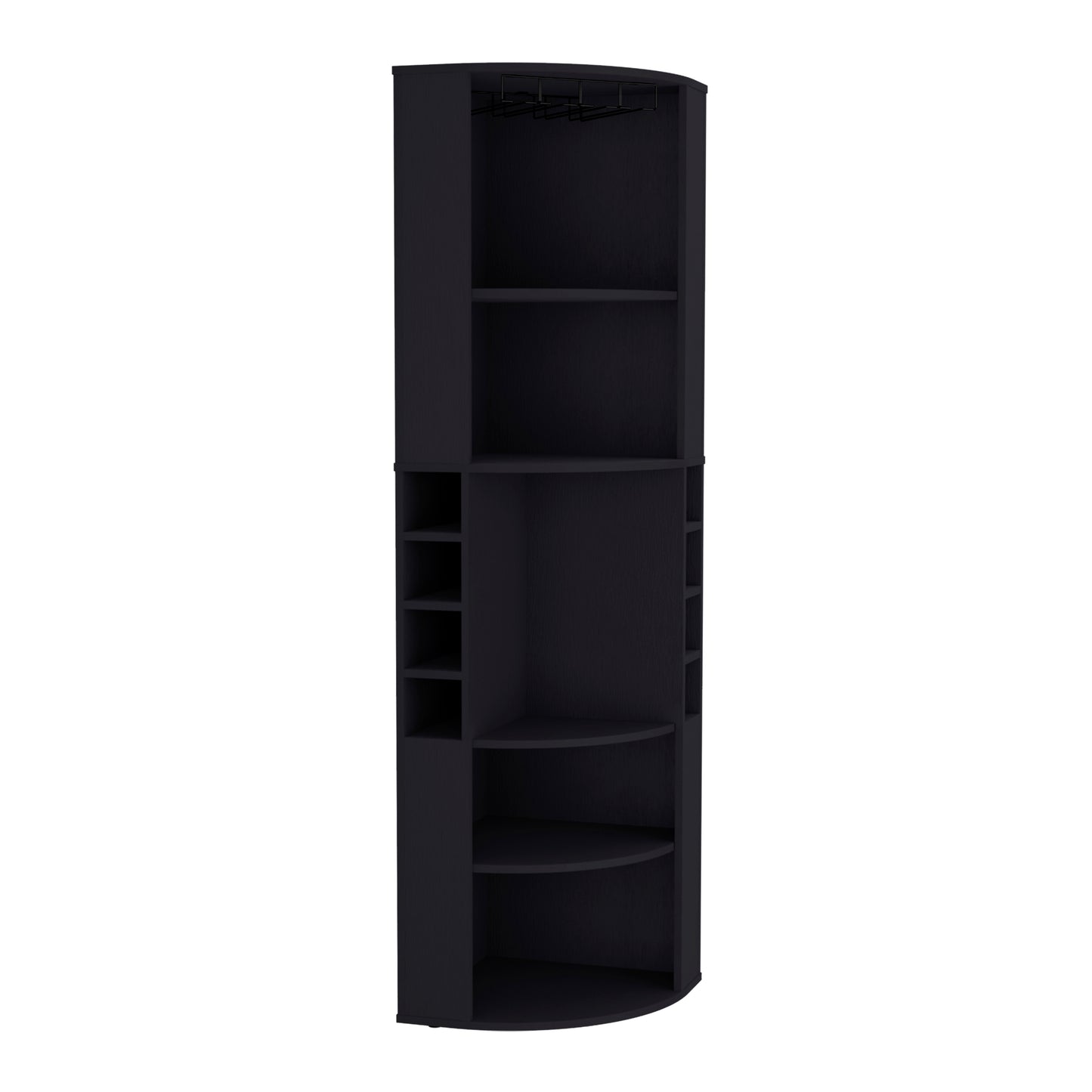 Black Corner Bar Cabinet with 5 Shelves Kitchen Wine Storage