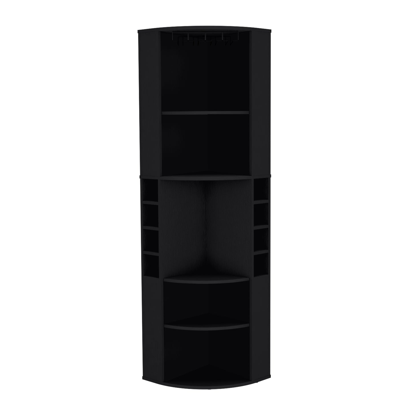 Black Corner Bar Cabinet with 5 Shelves Kitchen Wine Storage