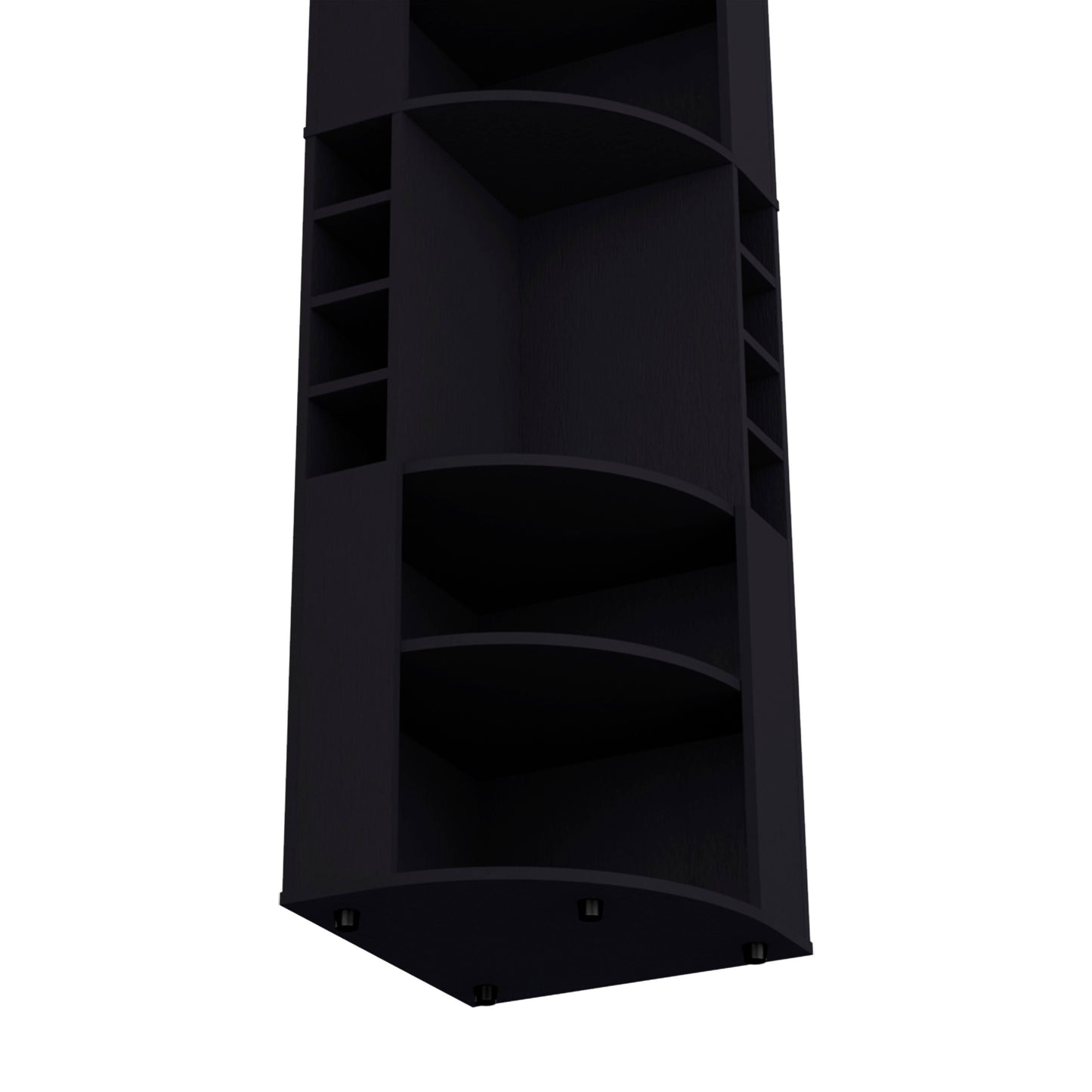 Black Corner Bar Cabinet with 5 Shelves Kitchen Wine Storage