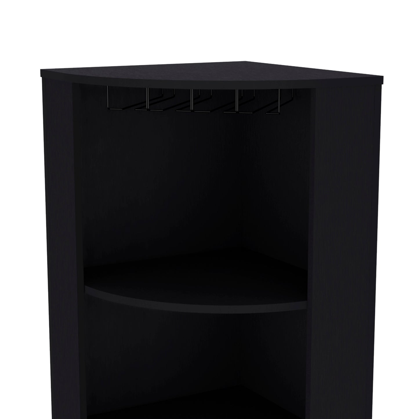 Black Corner Bar Cabinet with 5 Shelves Kitchen Wine Storage