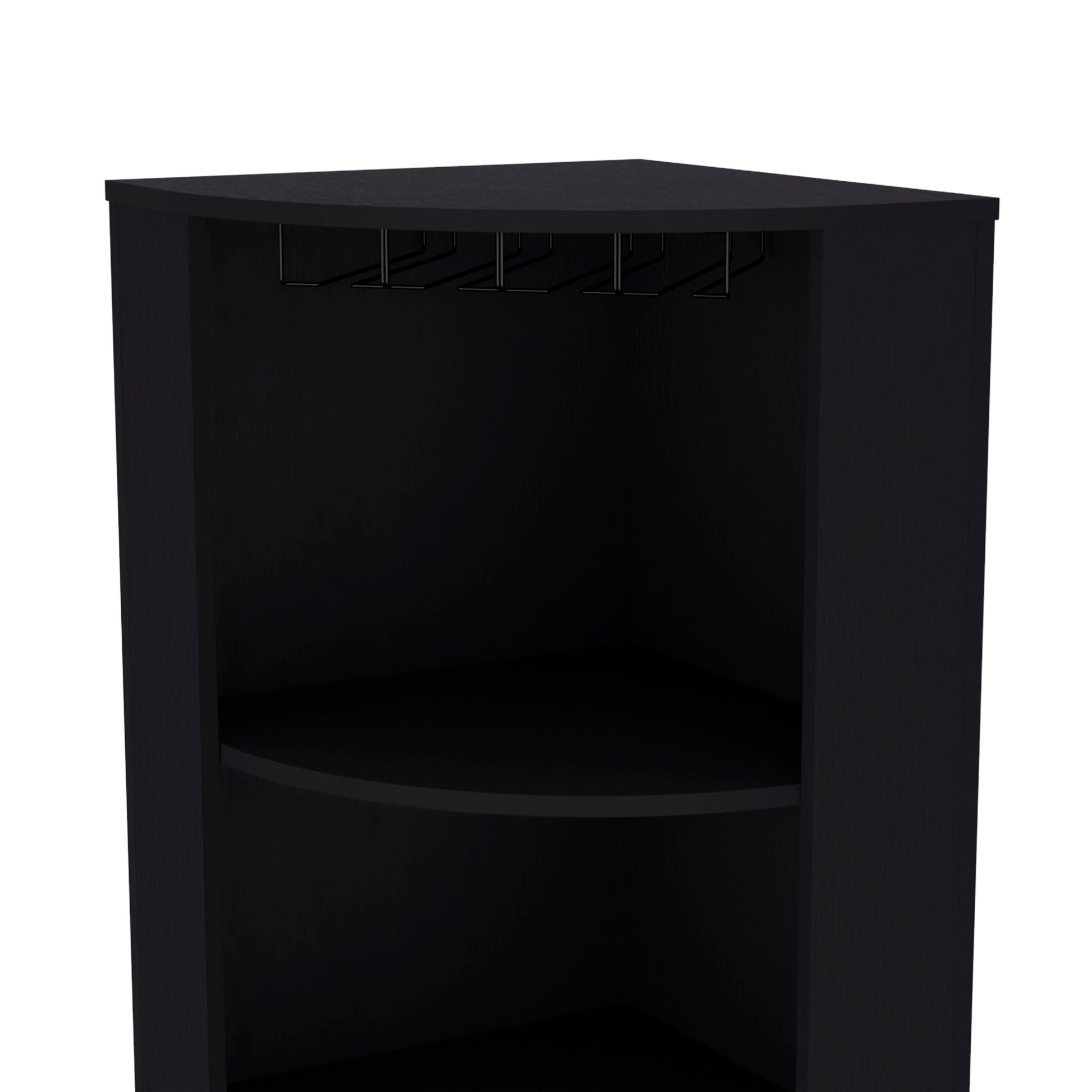 Black Corner Bar Cabinet with 5 Shelves Kitchen Wine Storage