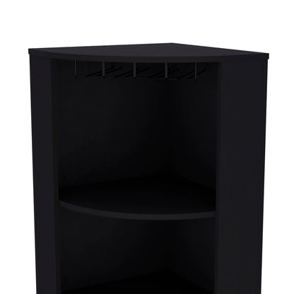 Black Corner Bar Cabinet with 5 Shelves Kitchen Wine Storage