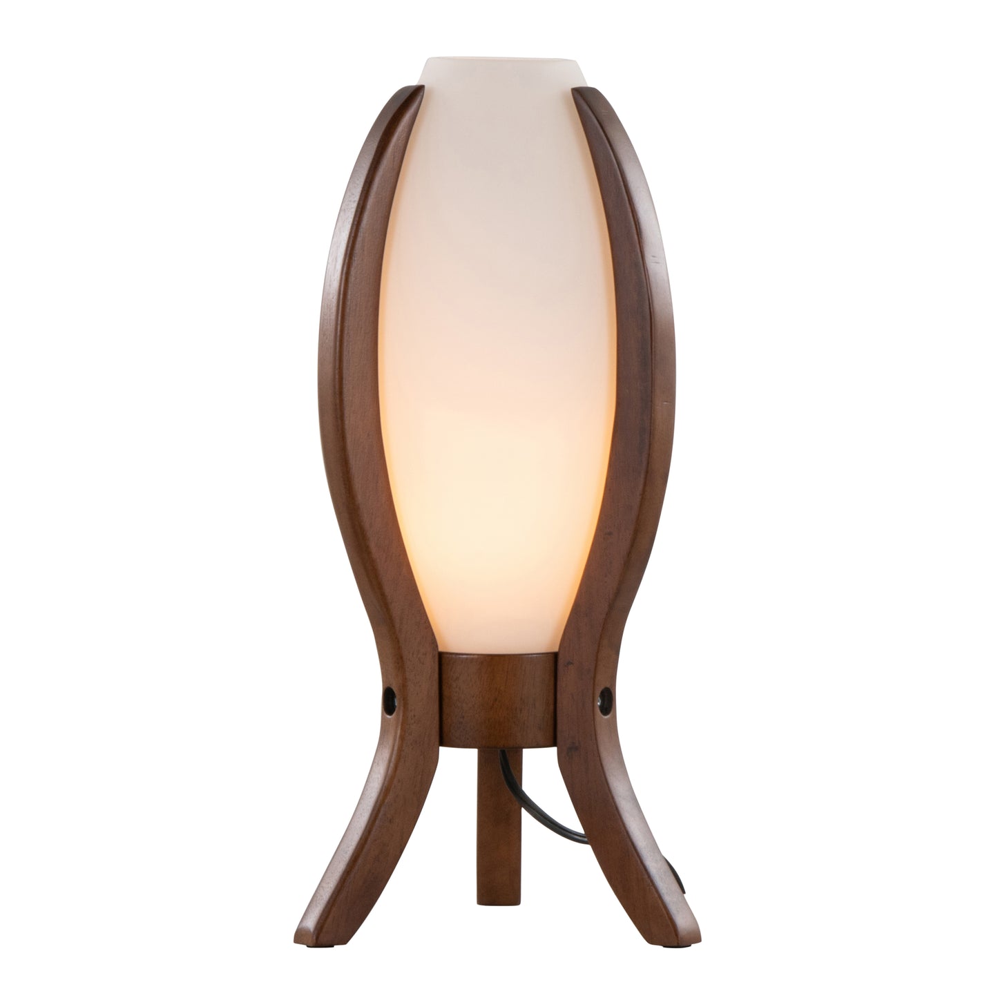 Desk Lamp with Walnut Wood and Frosted Glass