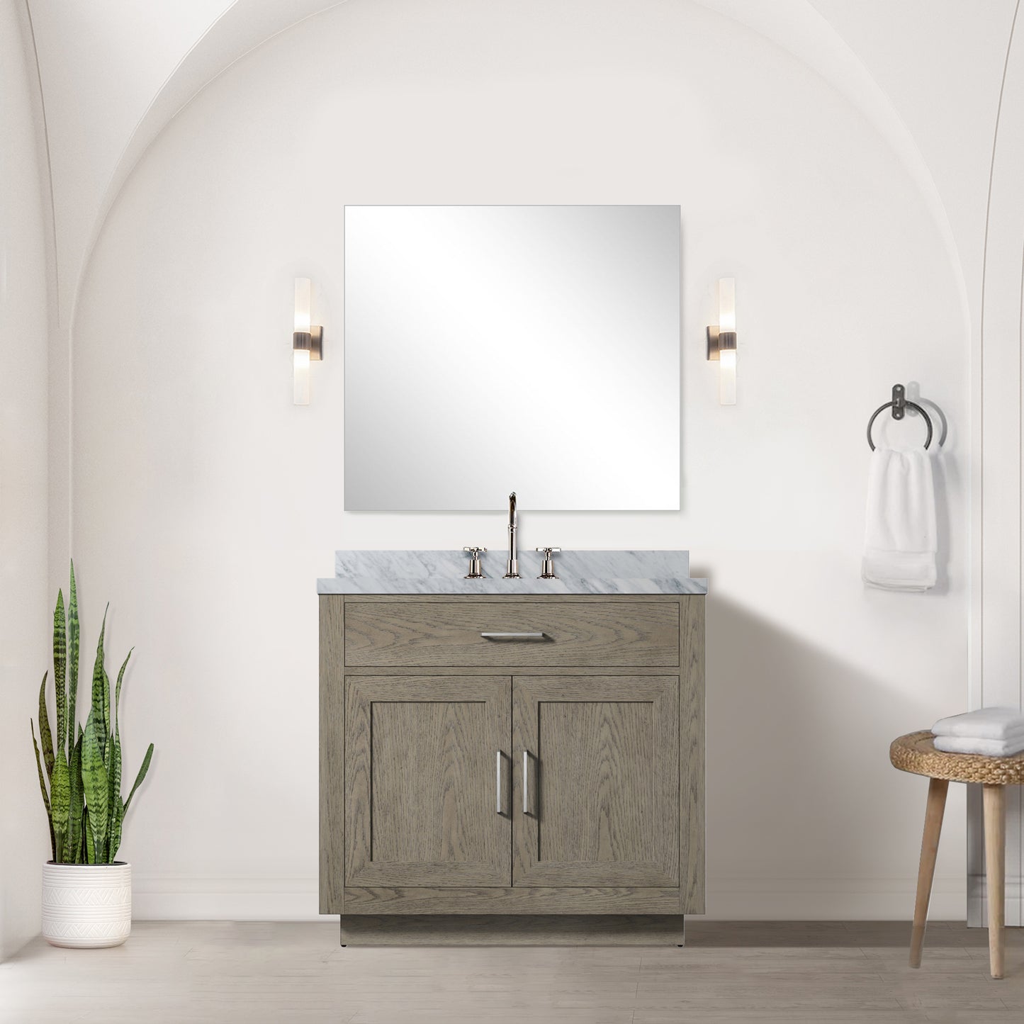 Grey Oak Single Bath Vanity 36 in. W x 22 in. D