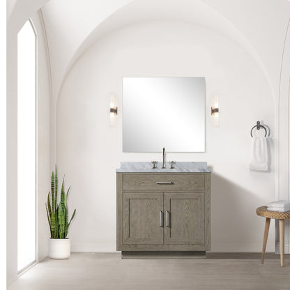 Grey Bathroom Vanity with Carrara Marble Top