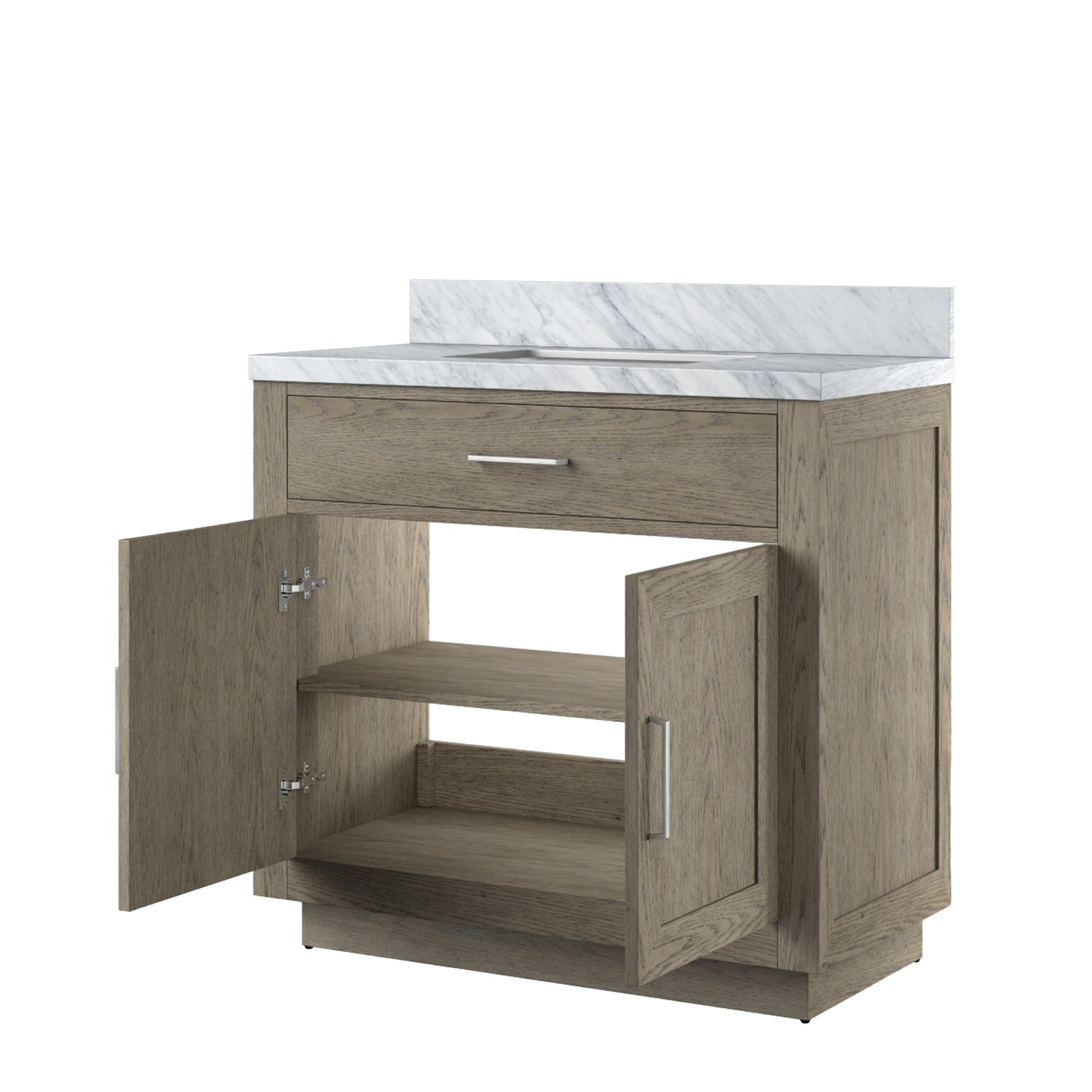 Grey Bathroom Vanity with Carrara Marble Top
