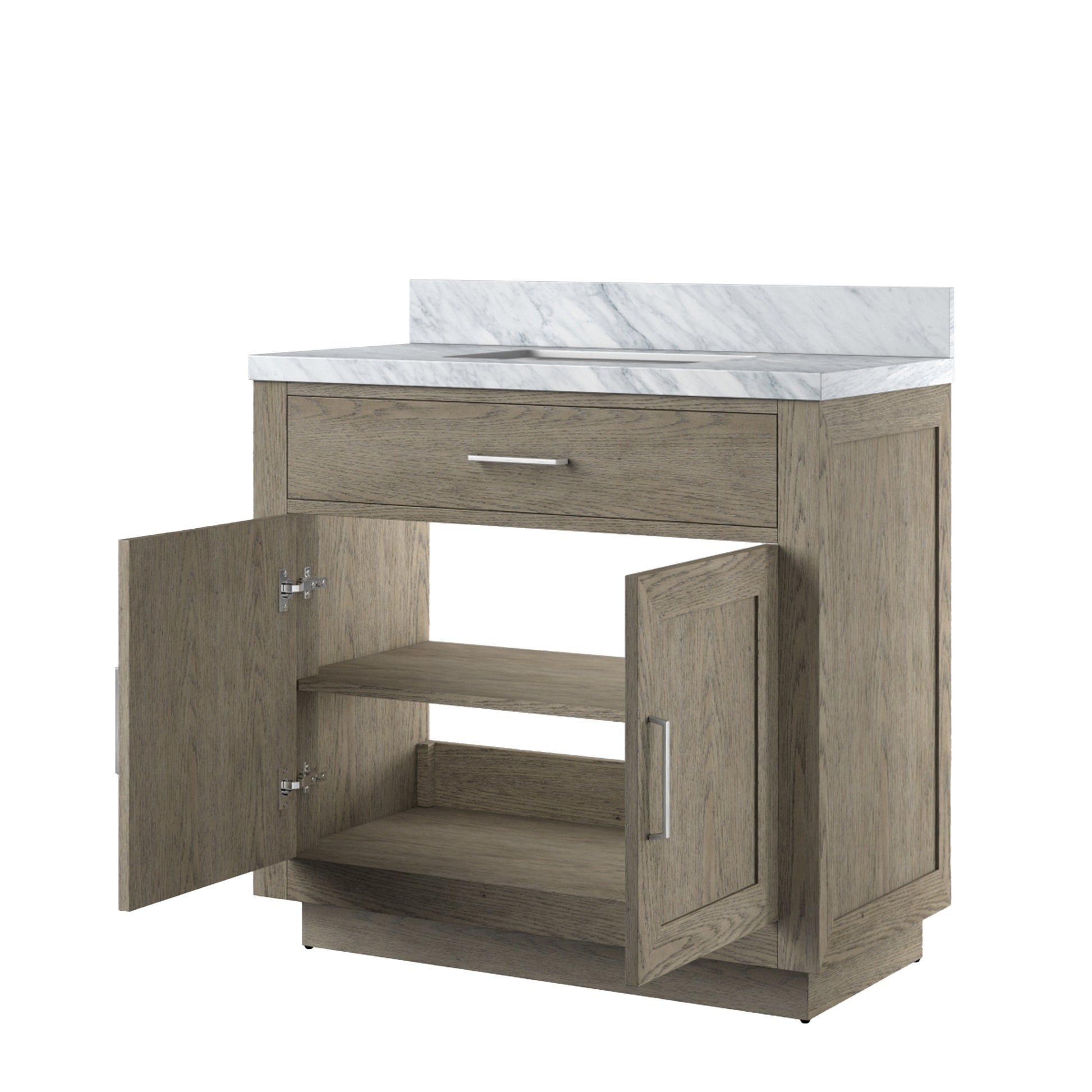 Grey Bathroom Vanity with Carrara Marble Top
