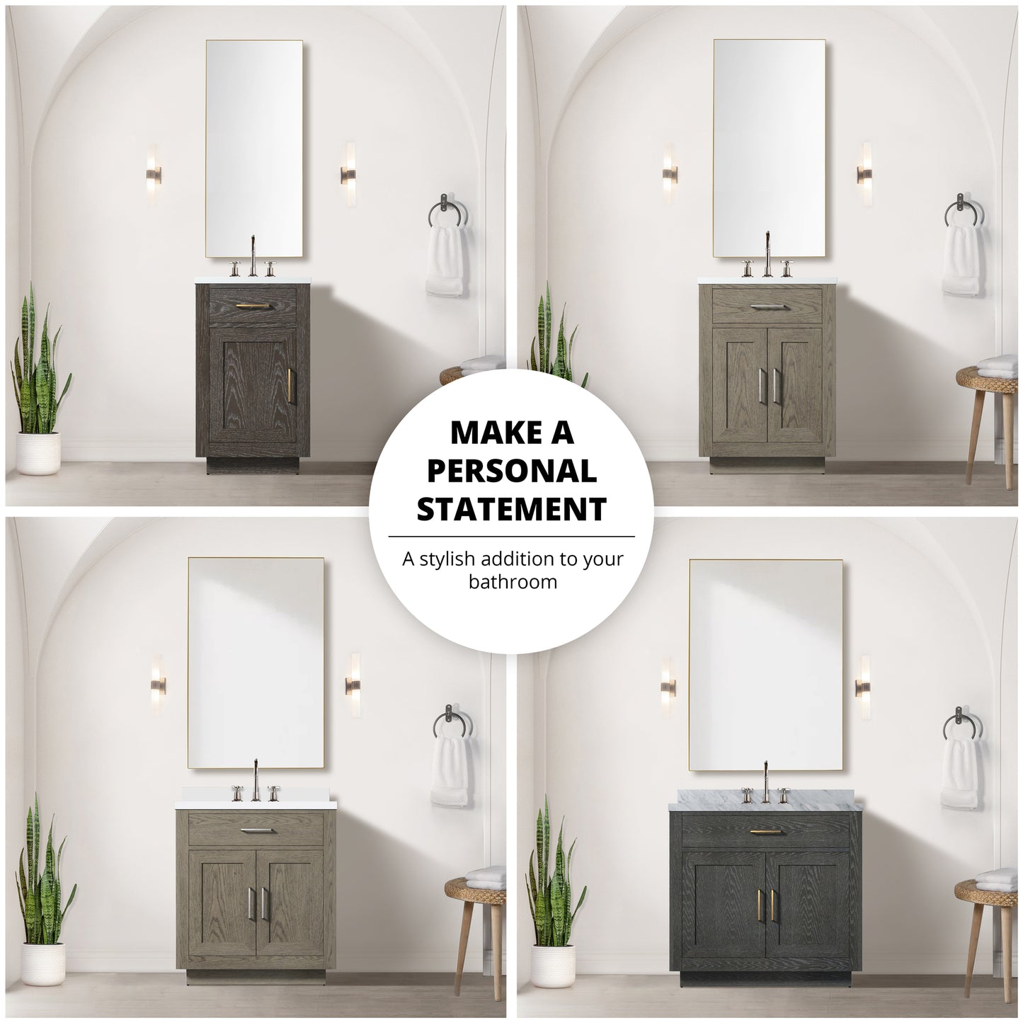 Grey Bathroom Vanity with Carrara Marble Top
