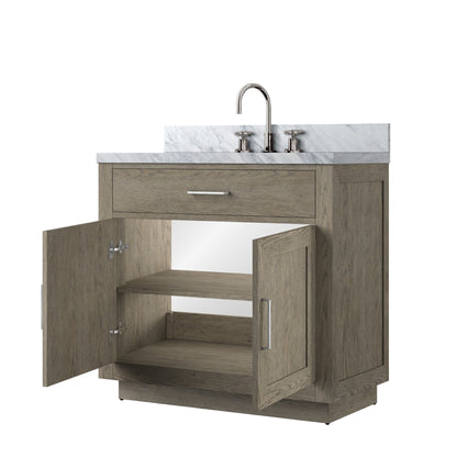 Grey Oak Bathroom Vanity with Carrara Marble Top
