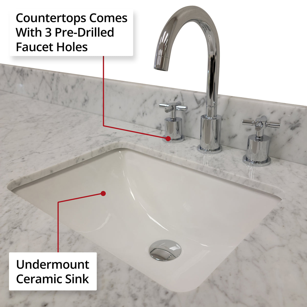 Grey Oak Bathroom Vanity with Carrara Marble Top
