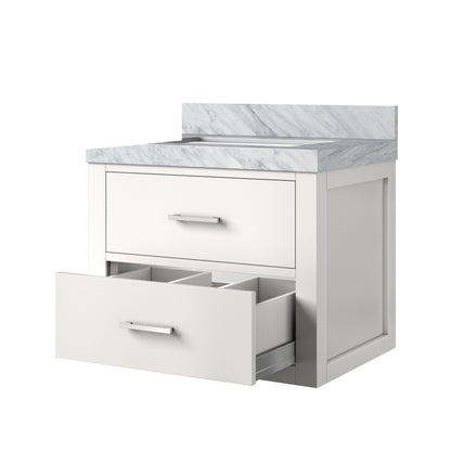 White Bathroom Vanity with Cabinet - 24" Wide