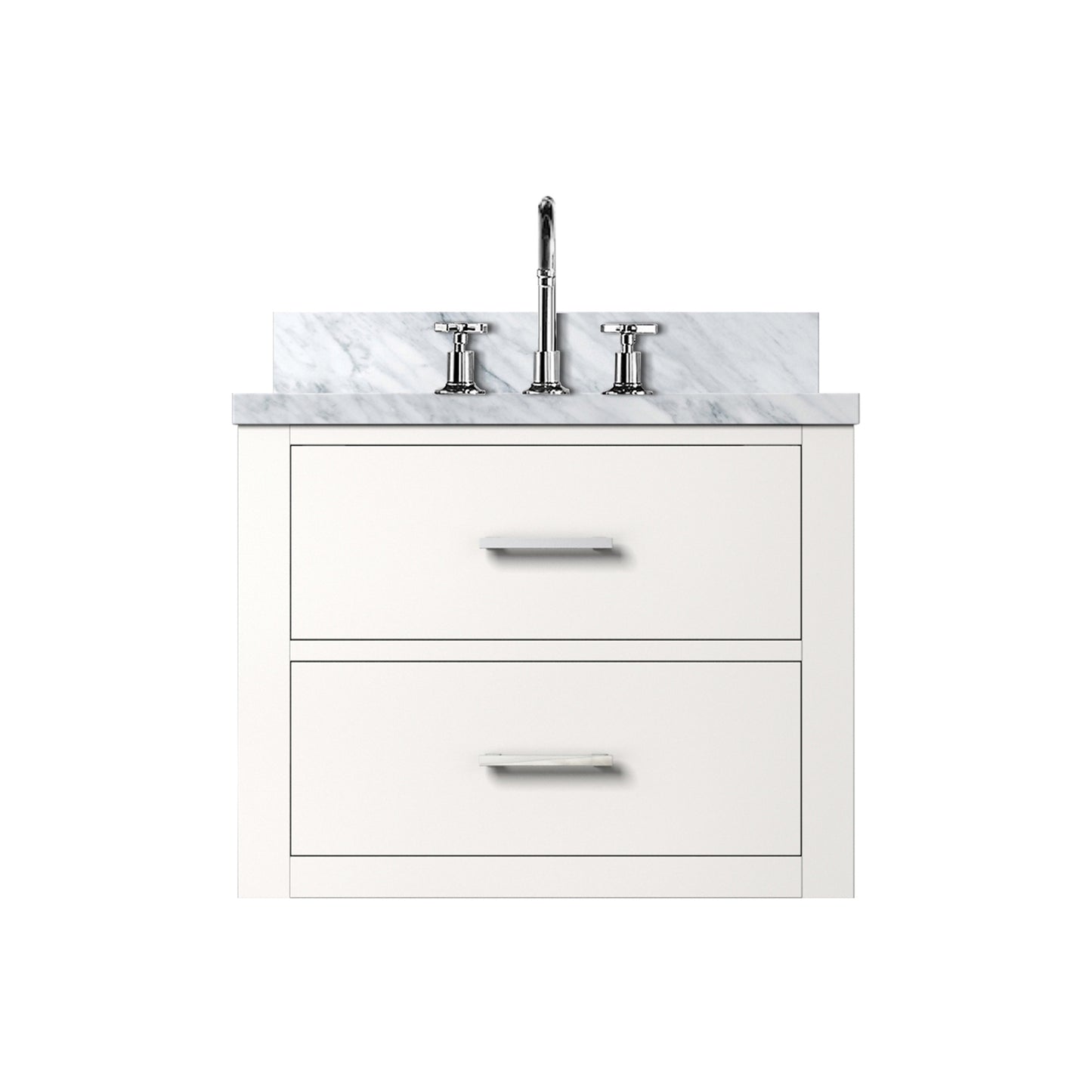 White Bathroom Vanity with Faucet & Cabinet