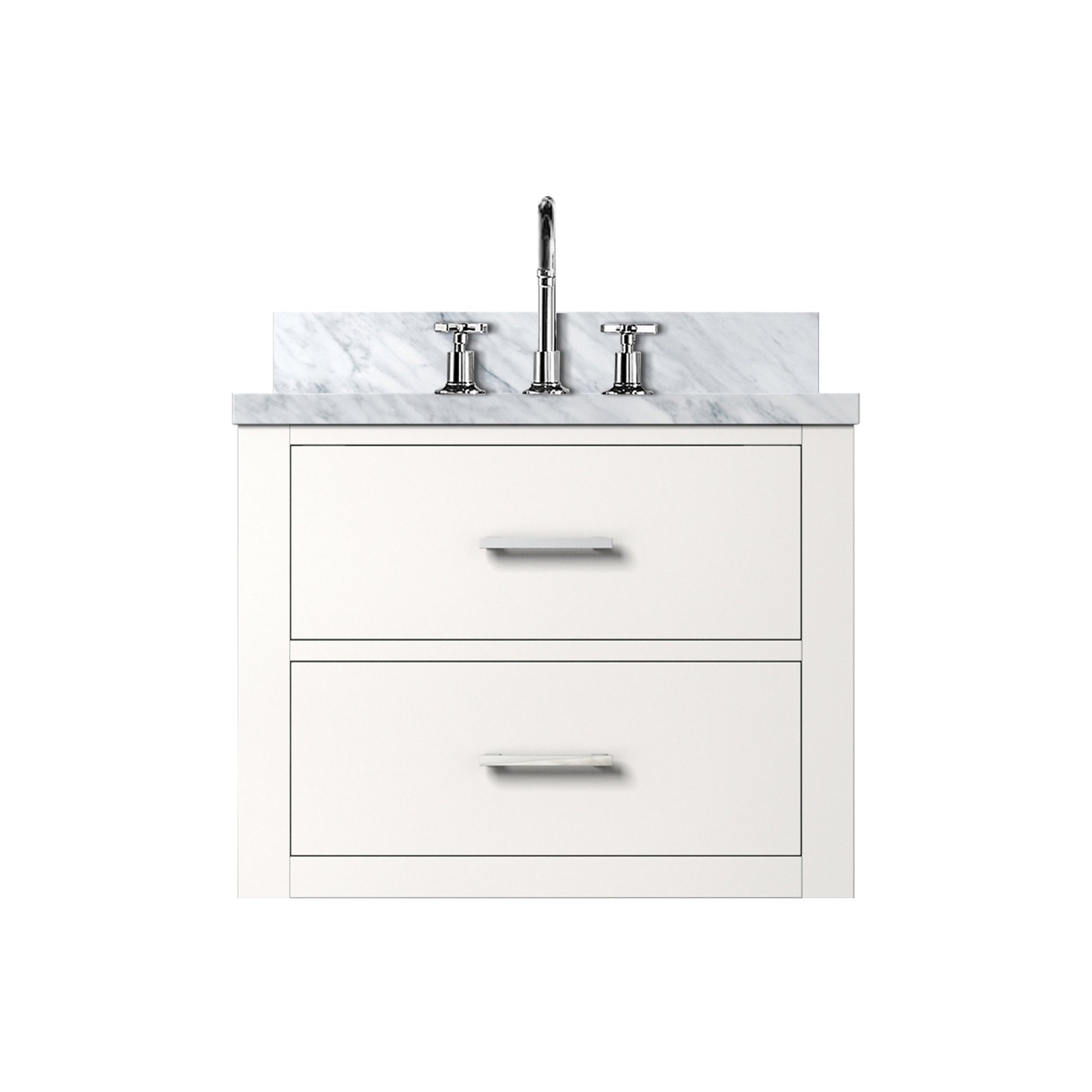 White Bathroom Vanity with Faucet & Cabinet