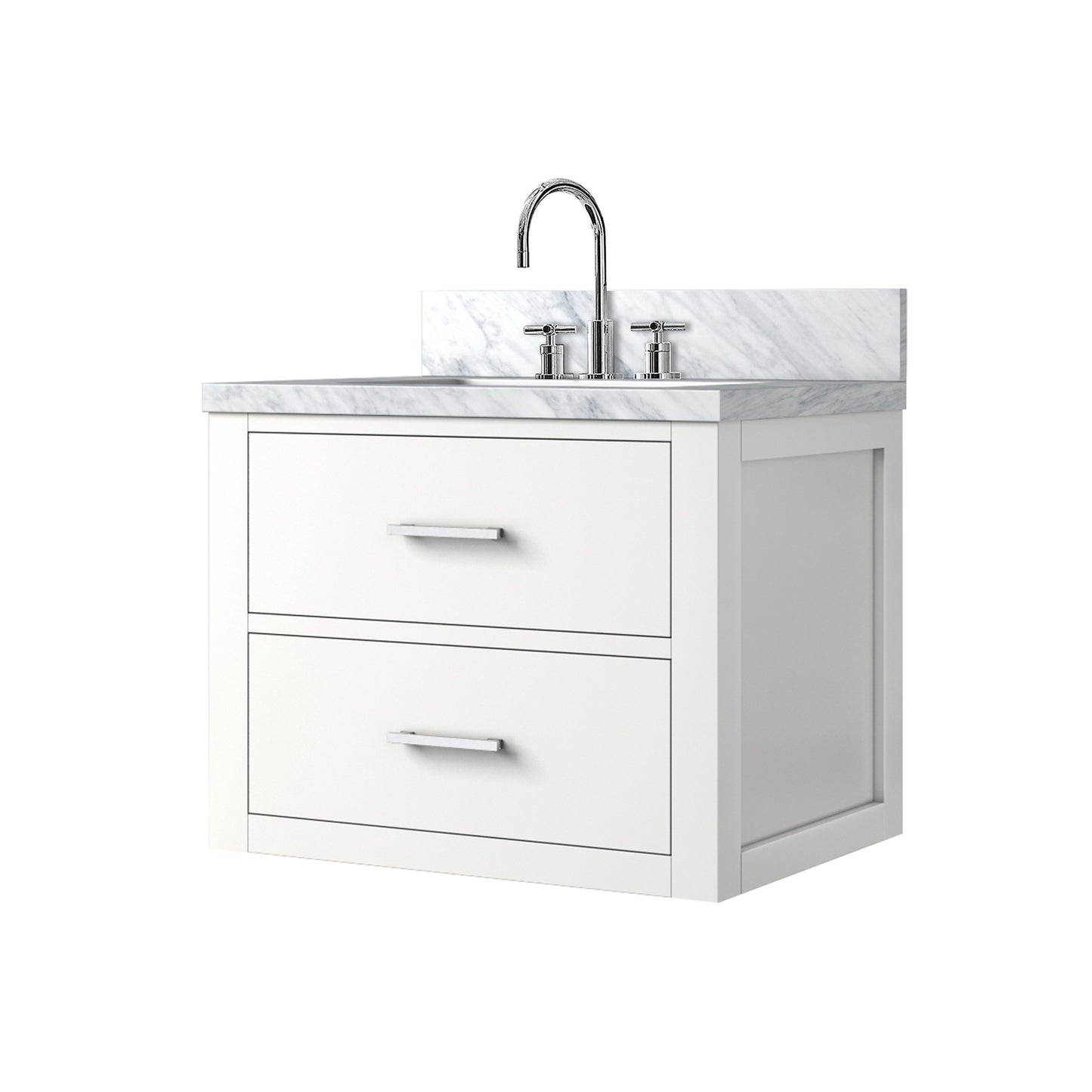 White Bathroom Vanity with Faucet & Cabinet