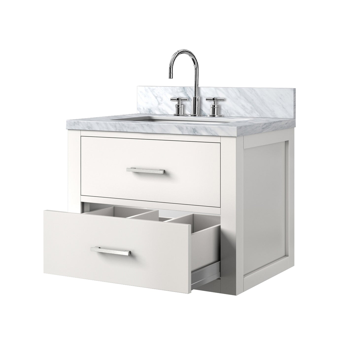 White Bathroom Vanity with Faucet & Cabinet