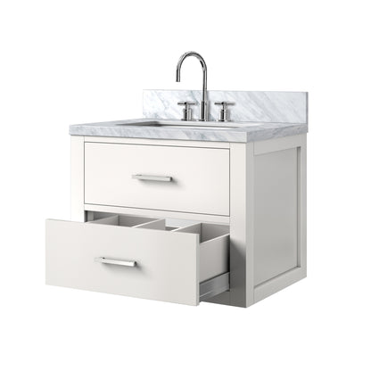 White Bathroom Vanity with Faucet & Cabinet