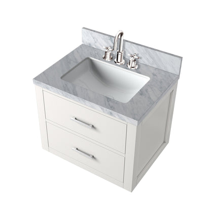 White Bathroom Vanity with Faucet & Cabinet