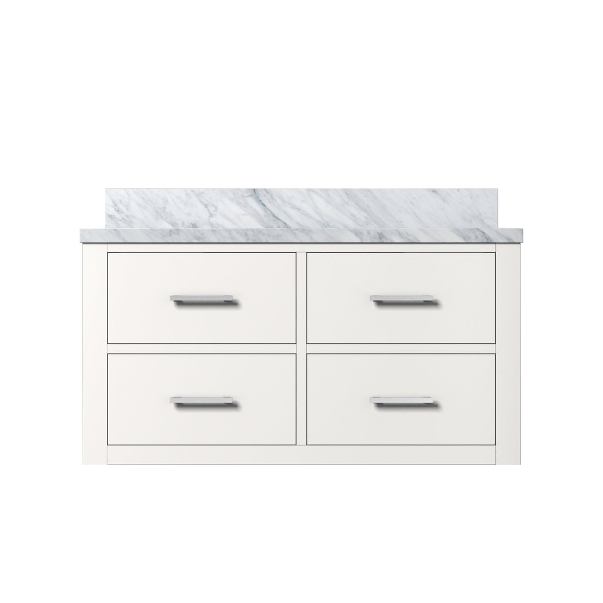 White Bath Vanity with Carrara Marble - Storage & Style