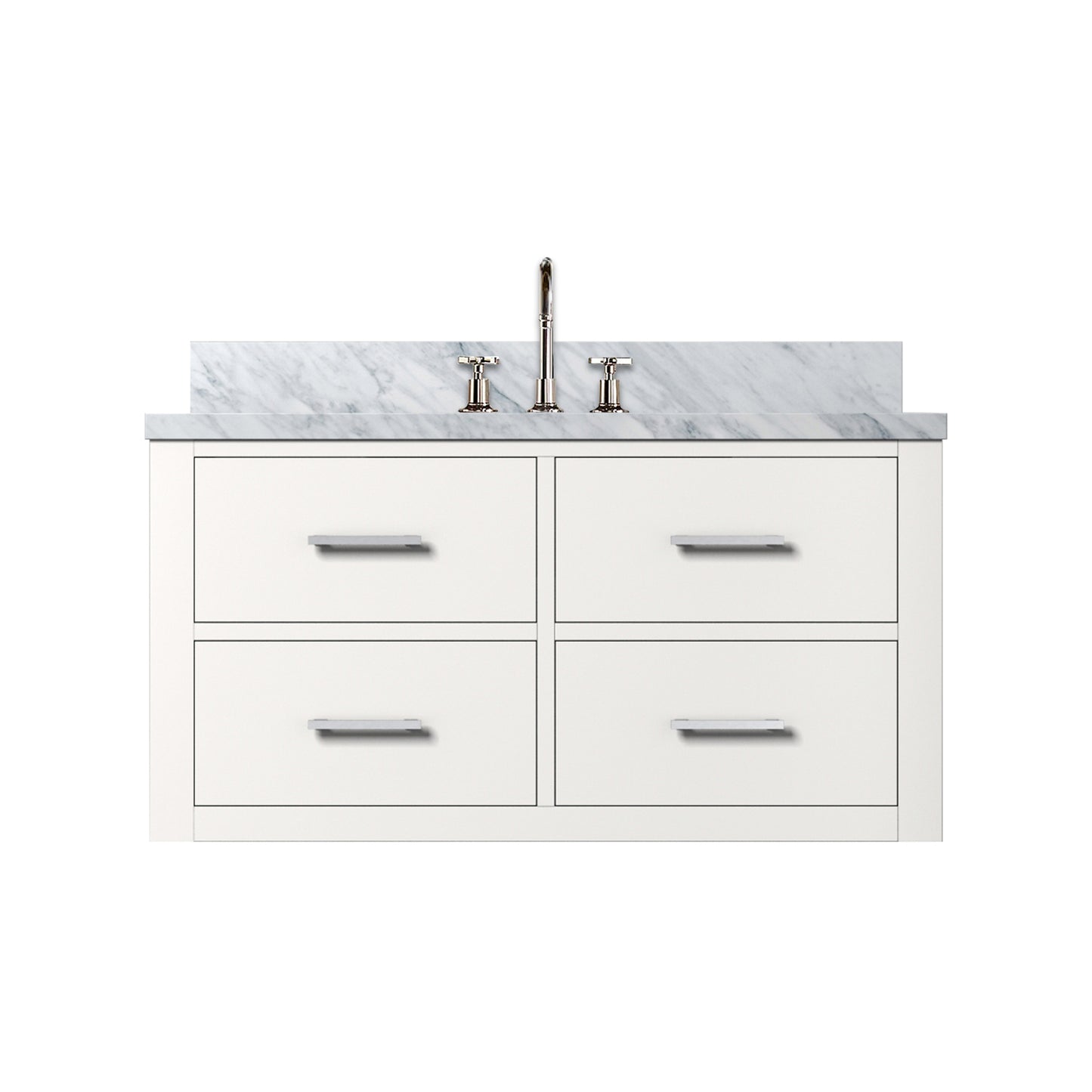 White Bath Vanity with Carrara Marble - Storage & Style