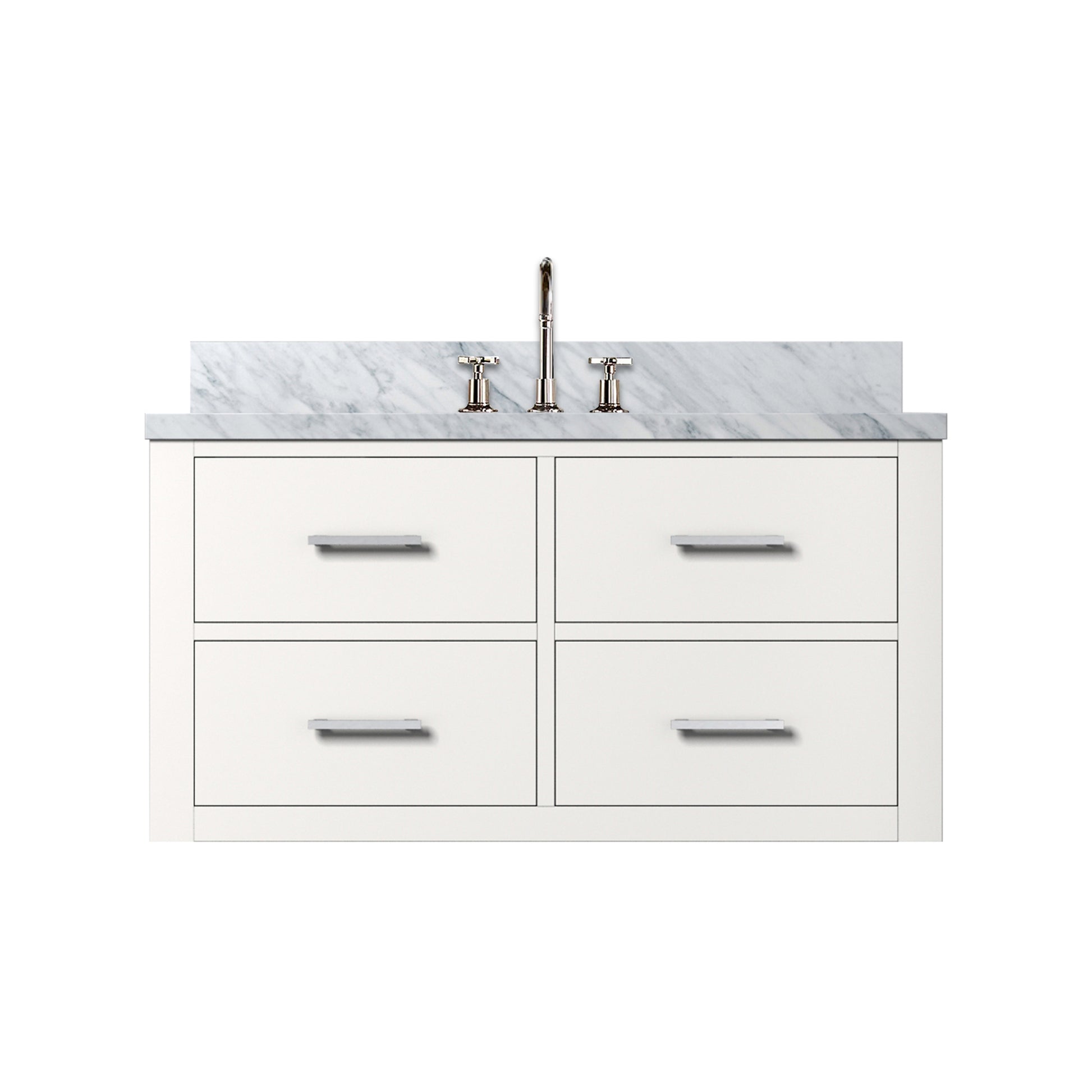 White Bath Vanity with Carrara Marble - Storage & Style