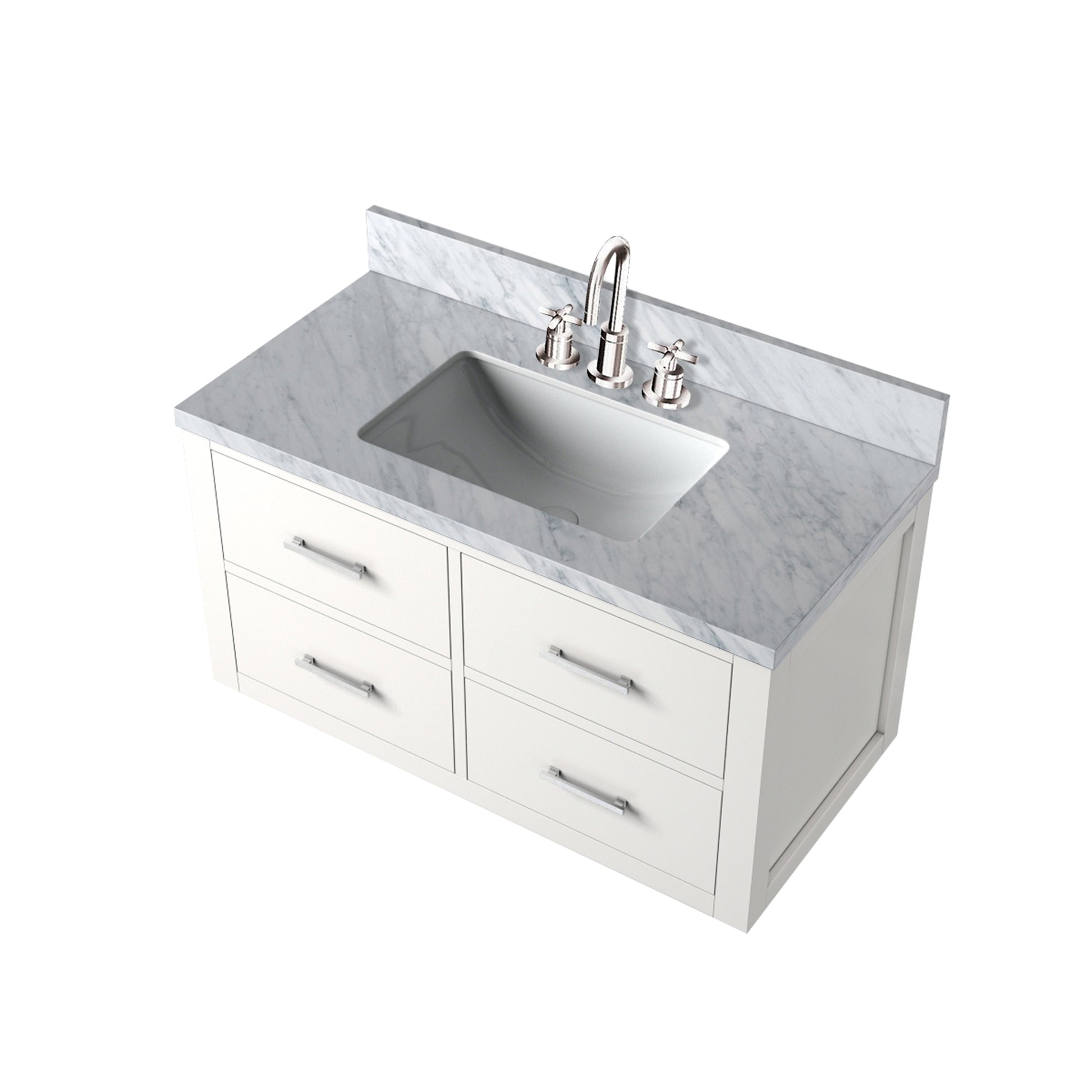 White Bath Vanity with Carrara Marble - Storage & Style