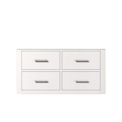 White Midcentury Wall Hung Bathroom Vanity - 36"