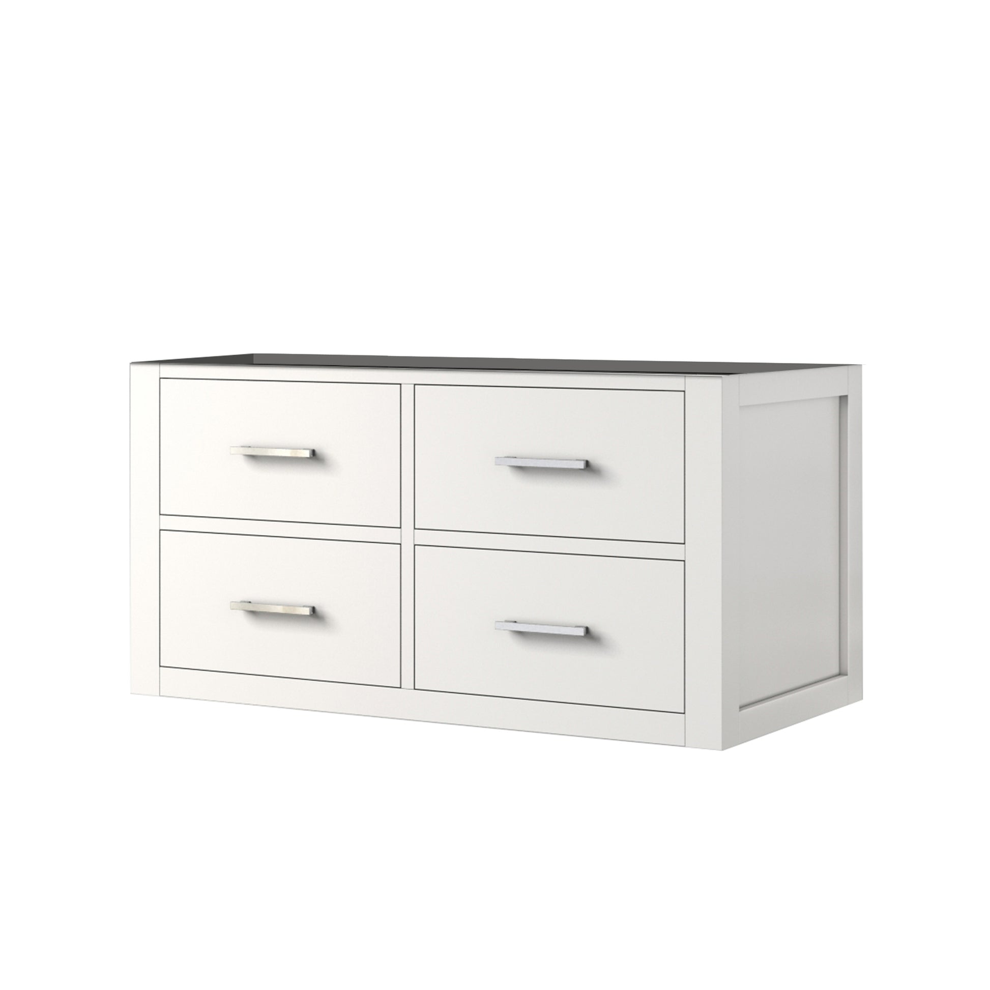 White Midcentury Wall Hung Bathroom Vanity - 36"