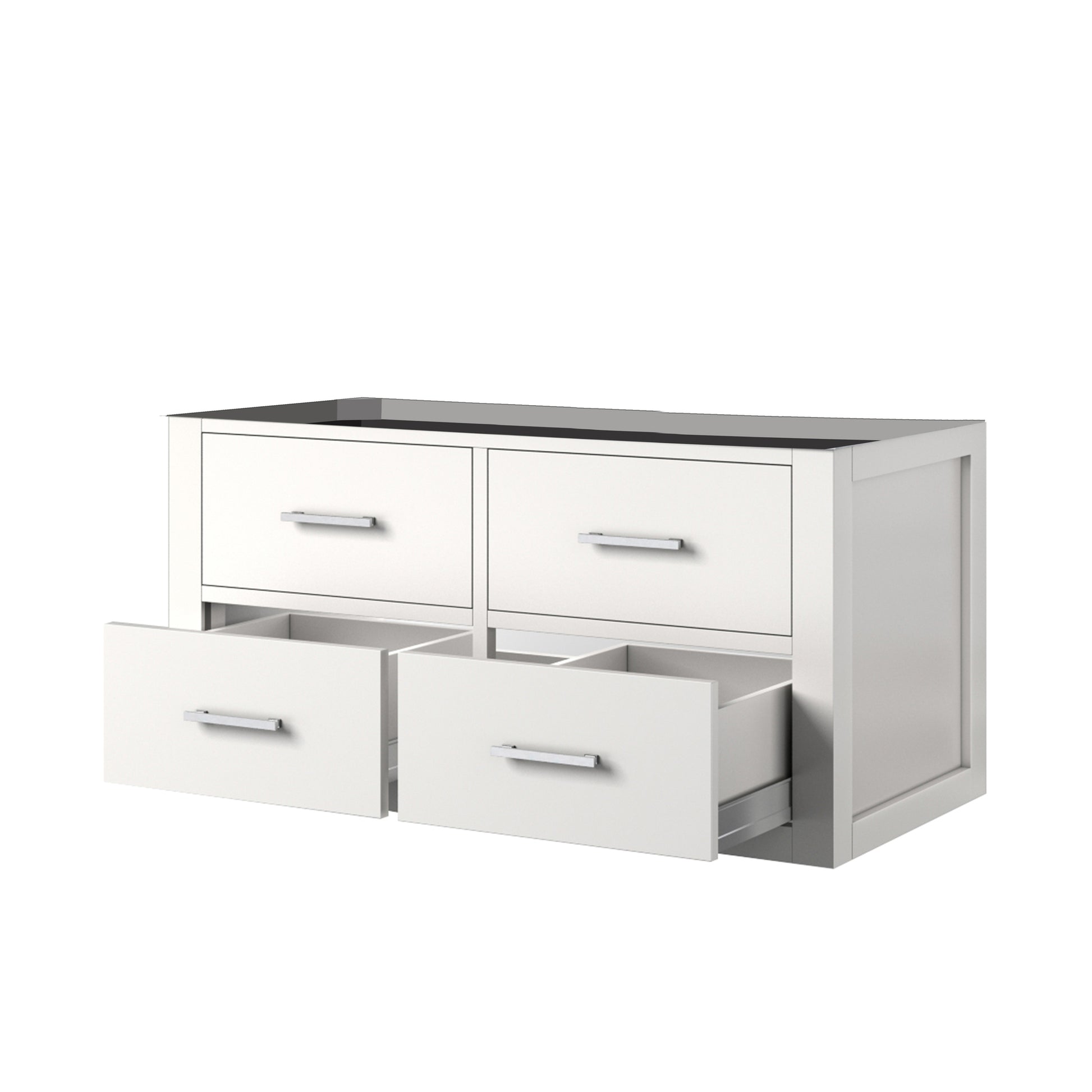 White Midcentury Wall Hung Bathroom Vanity - 36"